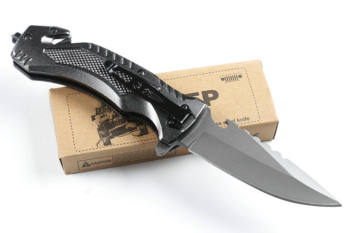 JEEP DA169 fast opening folding knife with bottle opener and glass breaker UD405447 